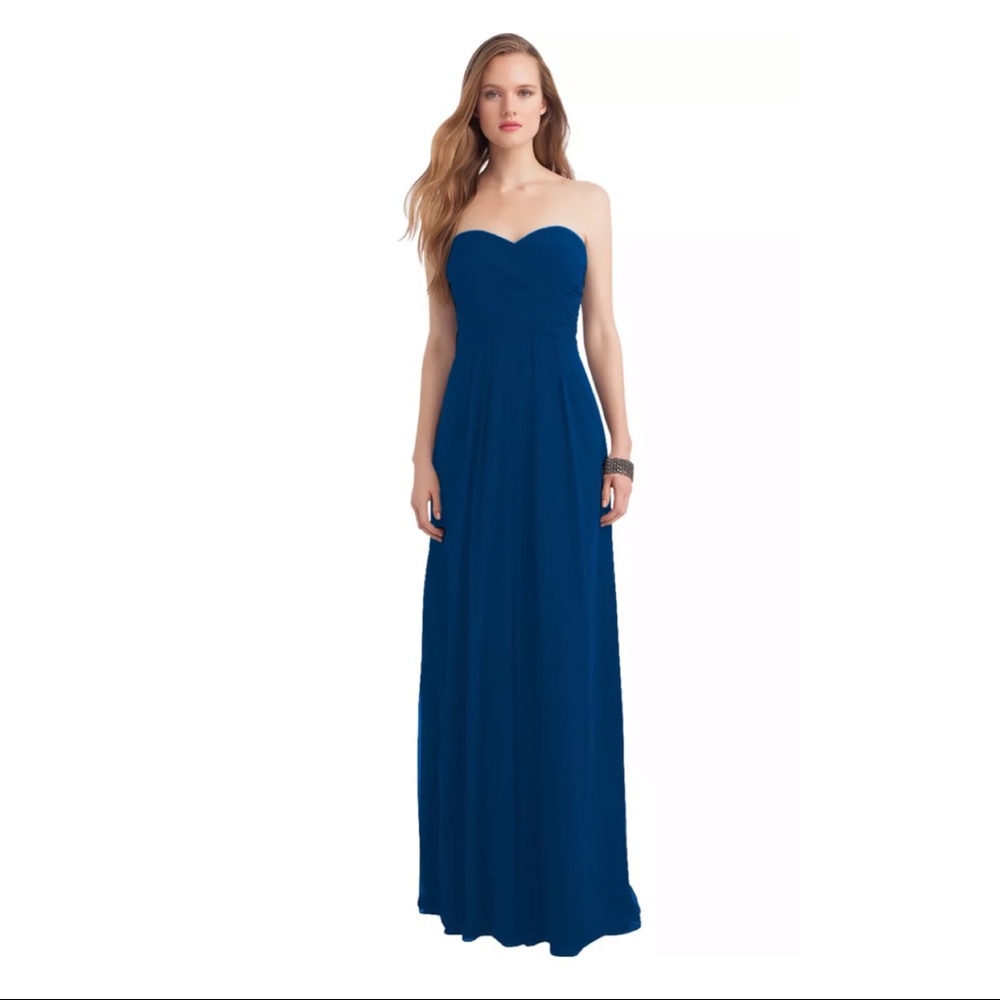 Bill Levkoff Navy Floor Length Bridesmaid Dress